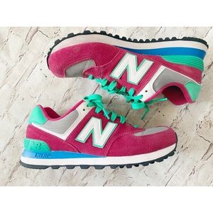 New Balance Encap 574 Shoes Berry Blue Green Gray